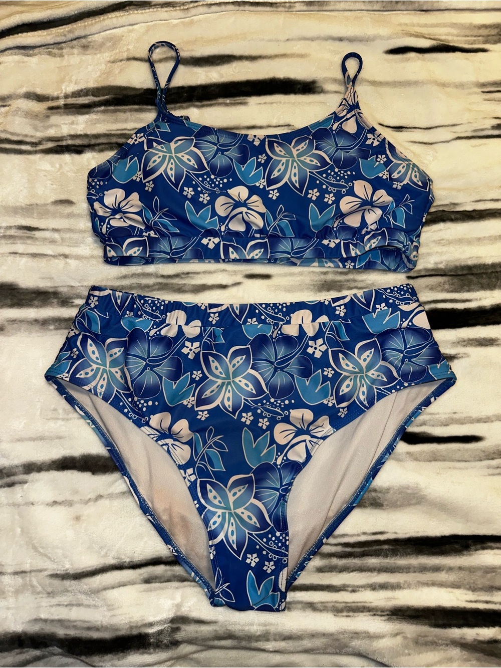 Blue Floral Two-Piece Bikini Set